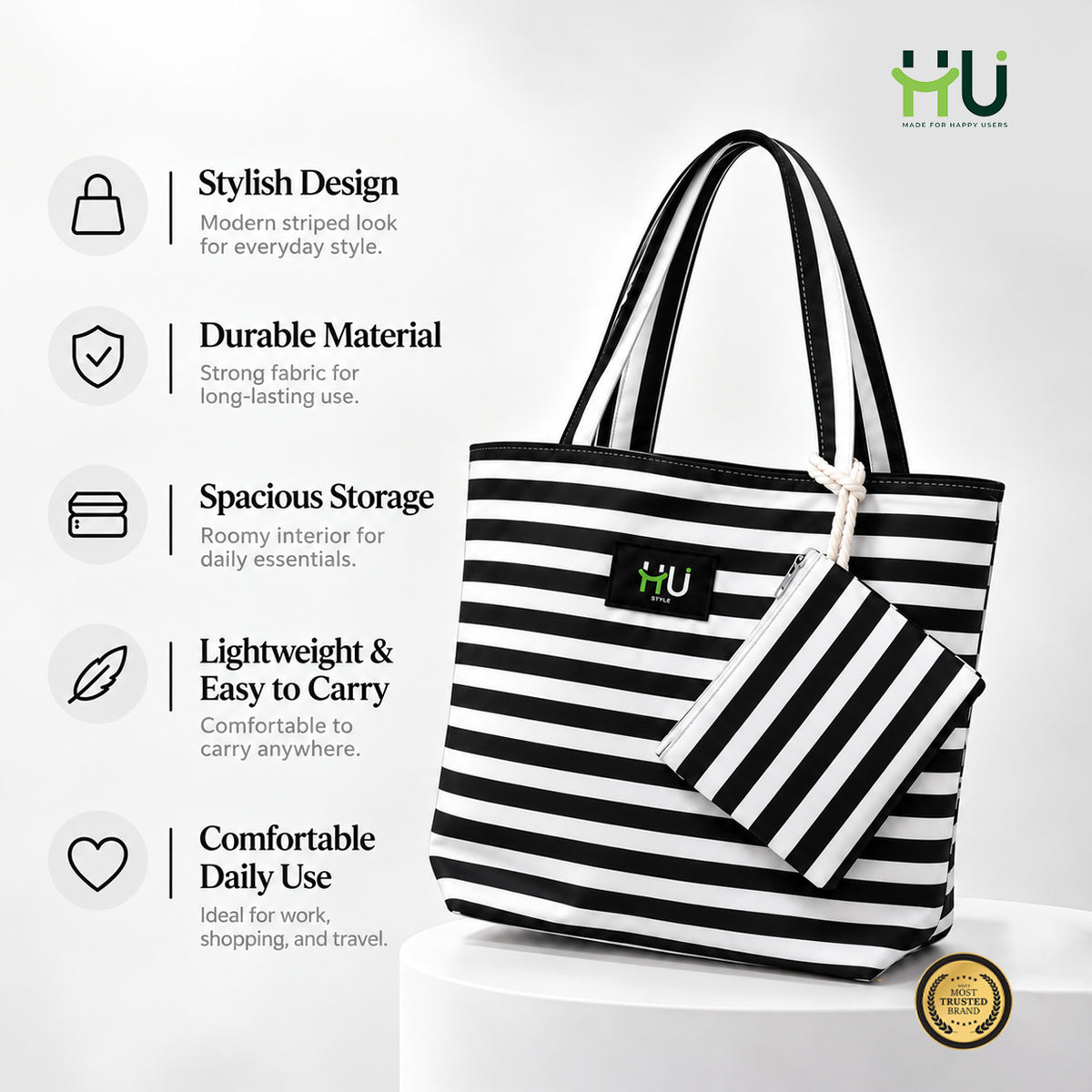 Zebra Pattern Fashion Bag – Black & White