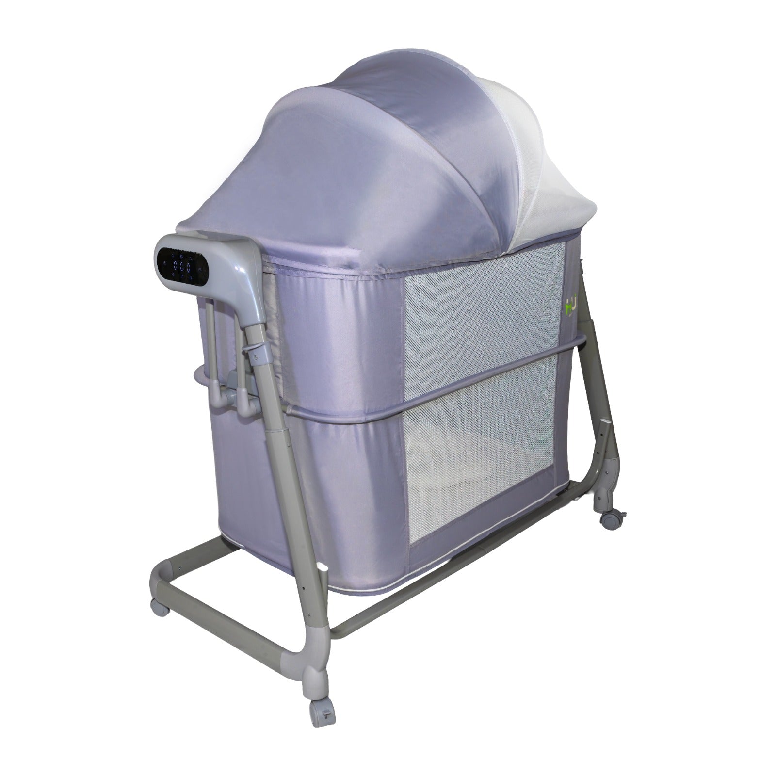 Electric Baby Bedside Sleeper Bassinet with Automatic Rocking, Digital Display, Adjustable Height, Mosquito Net, Breathable Mesh Sides & Lockable Wheels