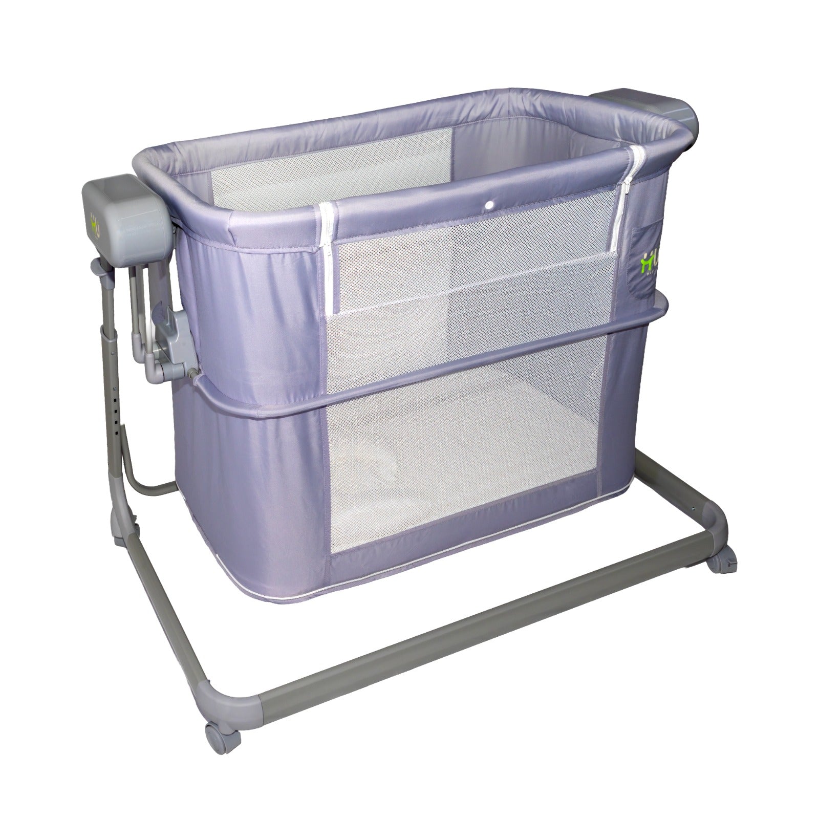 Electric Baby Bedside Sleeper Bassinet with Automatic Rocking, Digital Display, Adjustable Height, Mosquito Net, Breathable Mesh Sides & Lockable Wheels