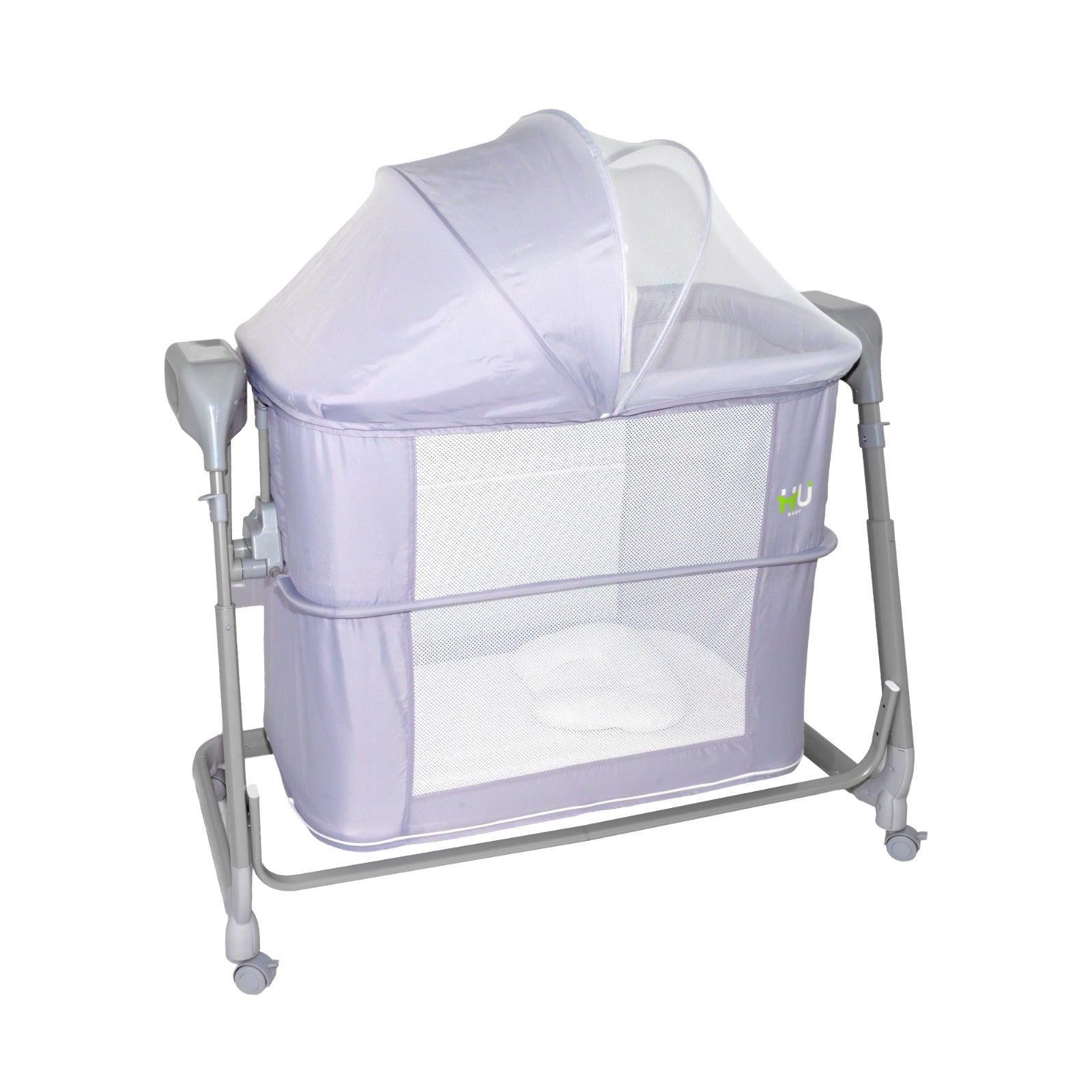 Electric Baby Bedside Sleeper Bassinet with Automatic Rocking, Digital Display, Adjustable Height, Mosquito Net, Breathable Mesh Sides & Lockable Wheels