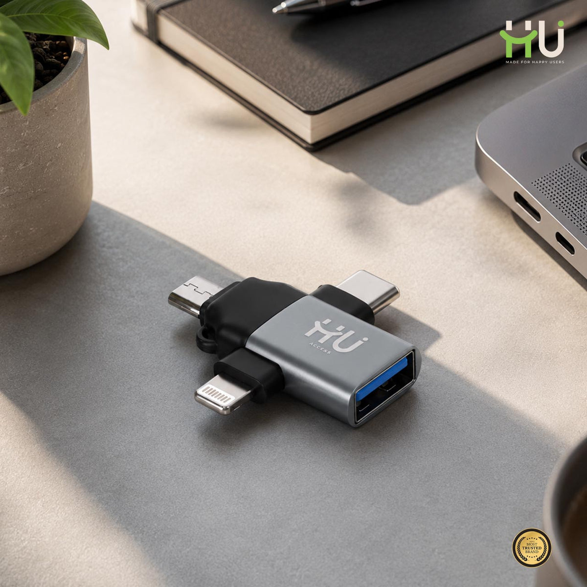 HU 3-in-1 OTG USB Adapter