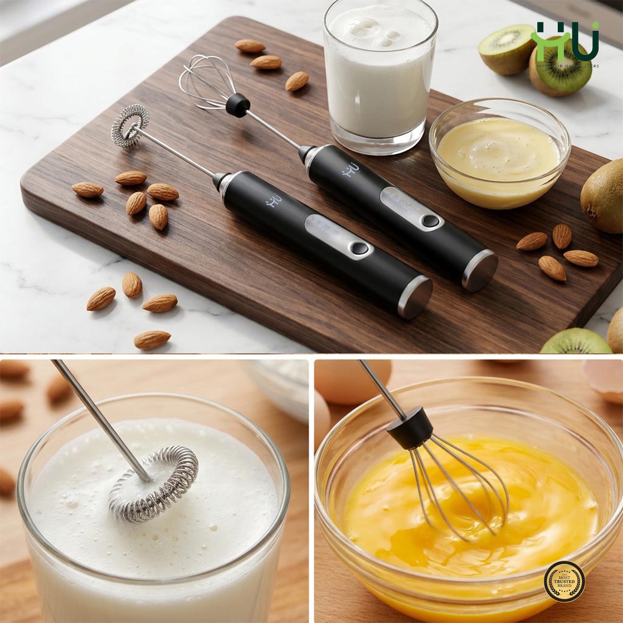 2-in-1 Rechargeable Coffee Frother 9000RPM 3 Speed Mixer