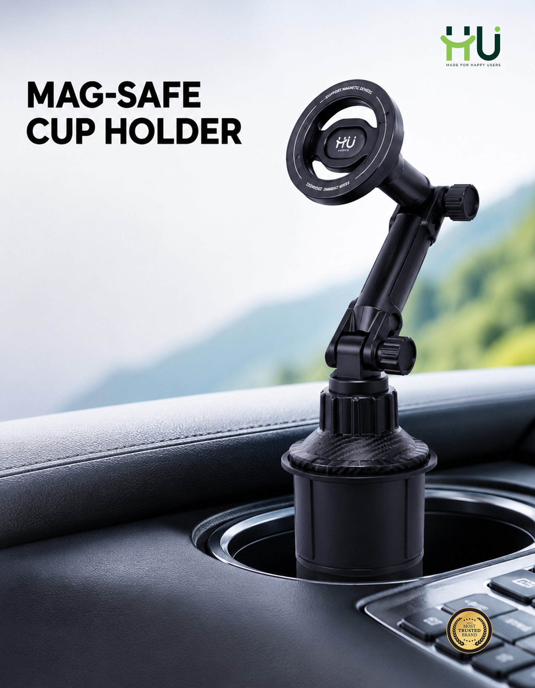 HU MagSafe Car Cup Holder Mount