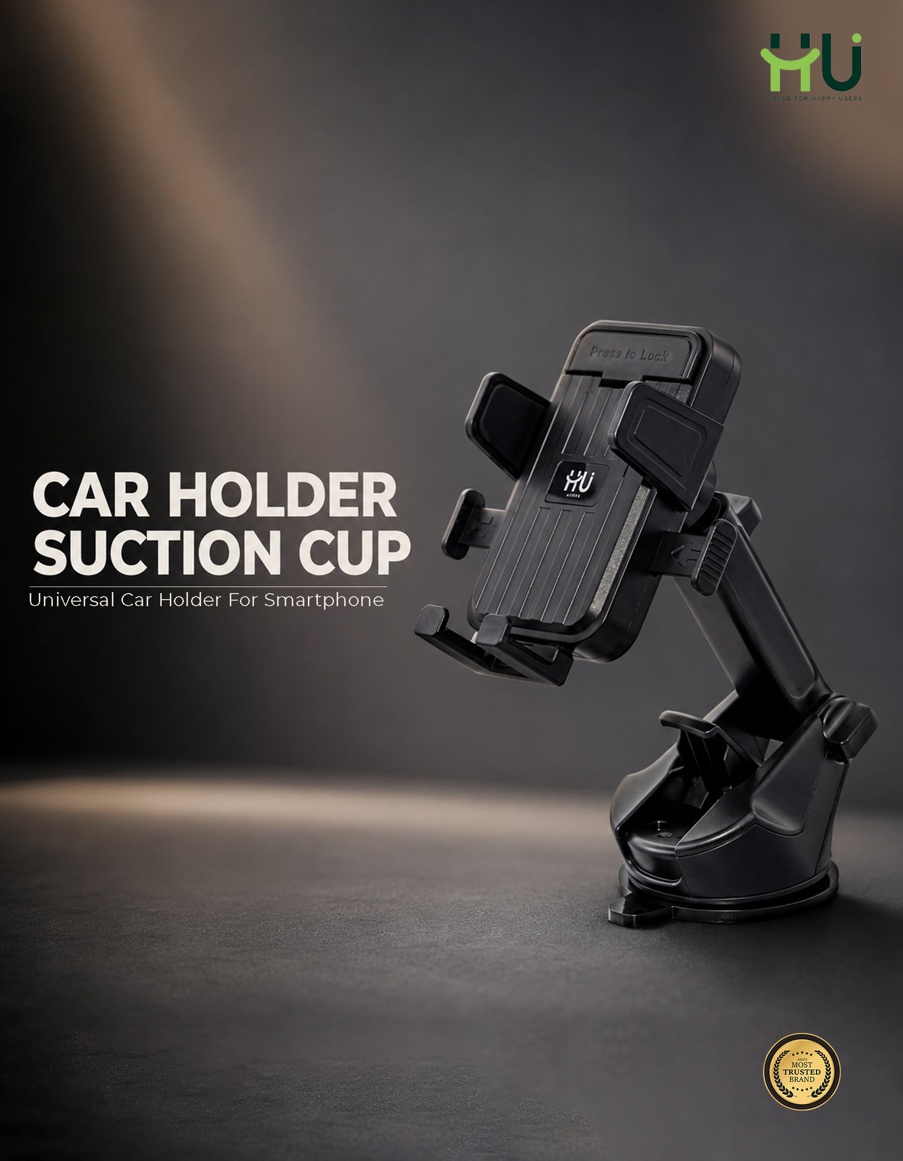 HU Press-Lock Car Phone Holder
