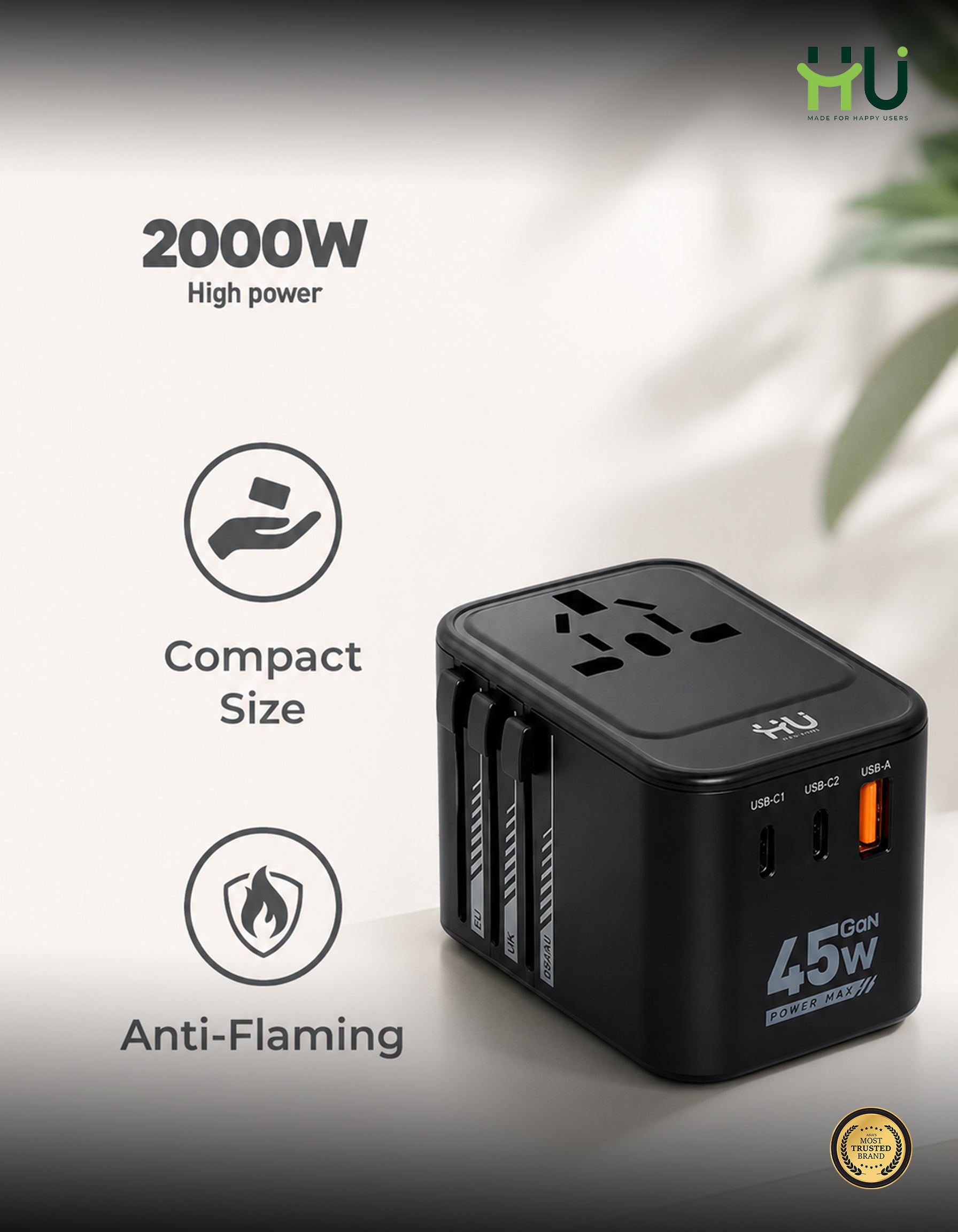 HU Universal Travel Adapter