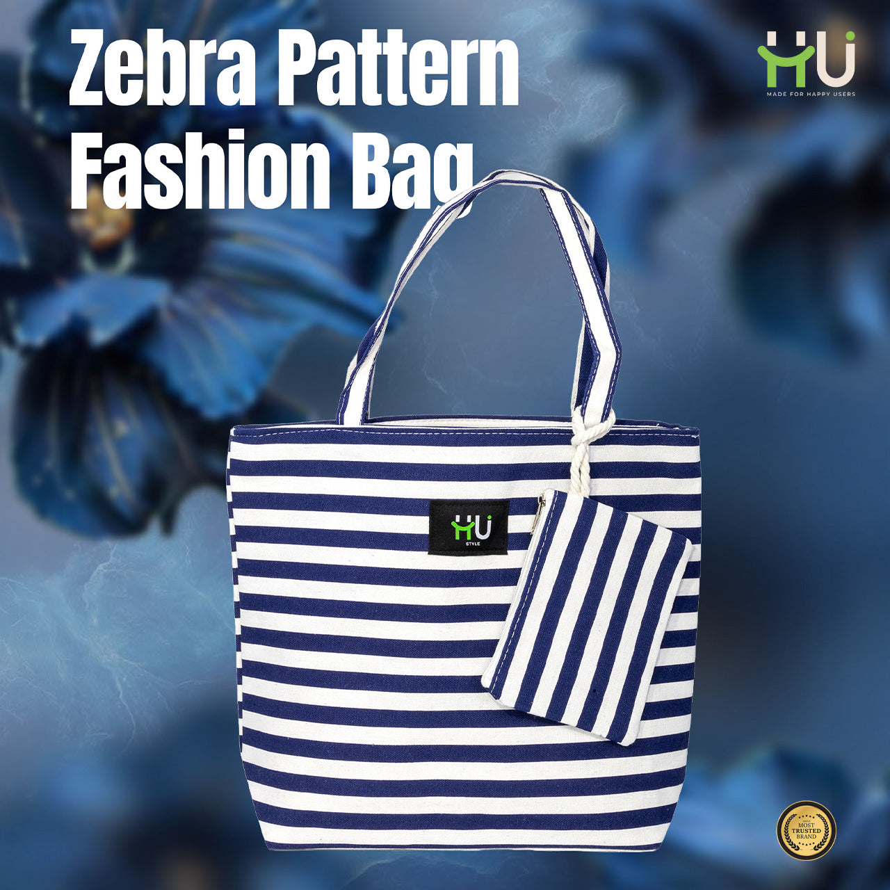 Zebra Pattern Fashion Bag – Blue & White