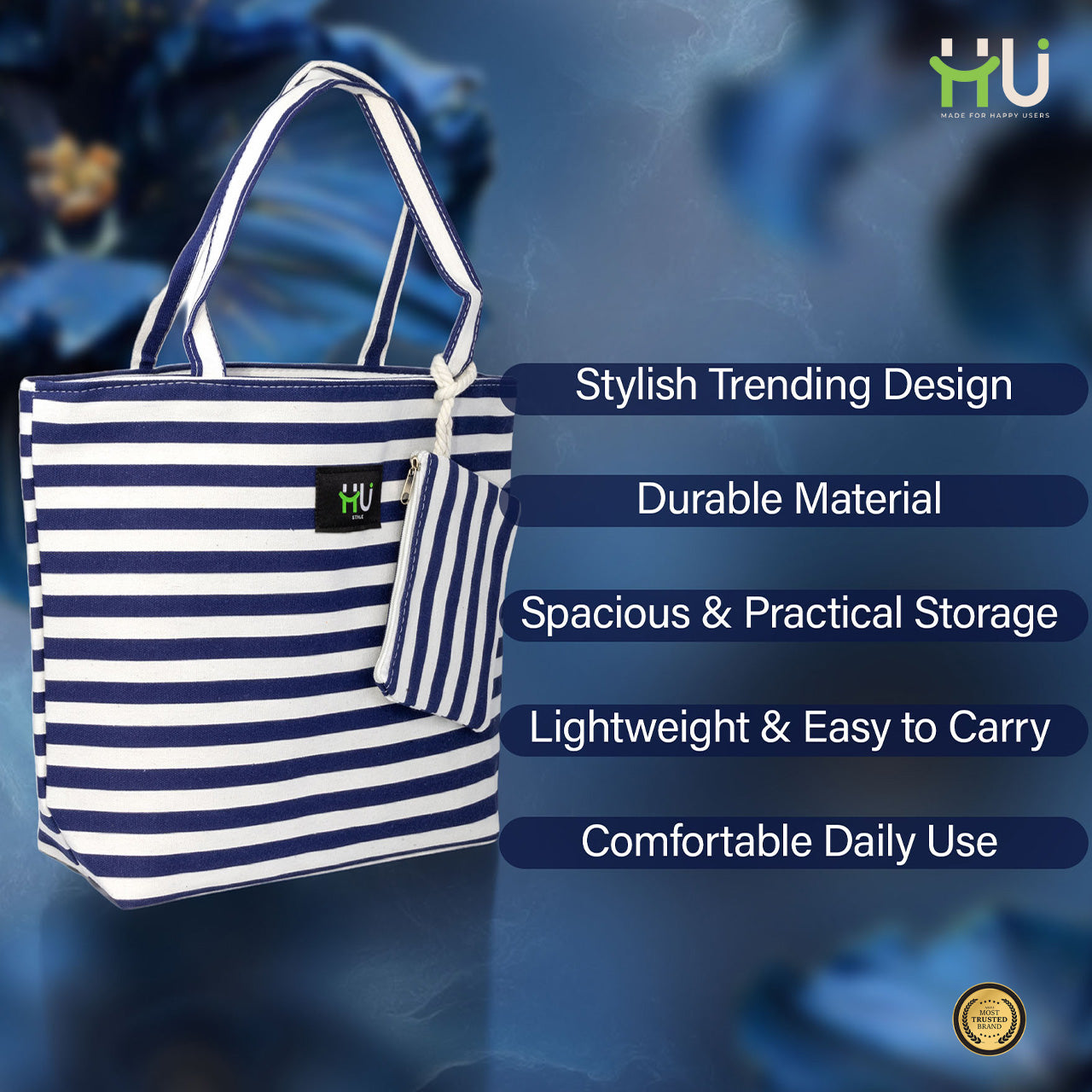 Zebra Pattern Fashion Bag – Blue & White