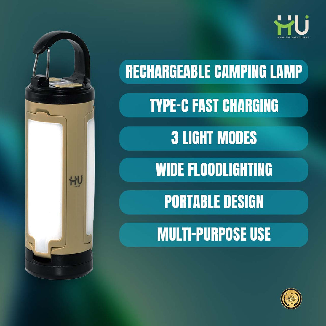 Portable LED Camping Lantern (Type-C Rechargeable)