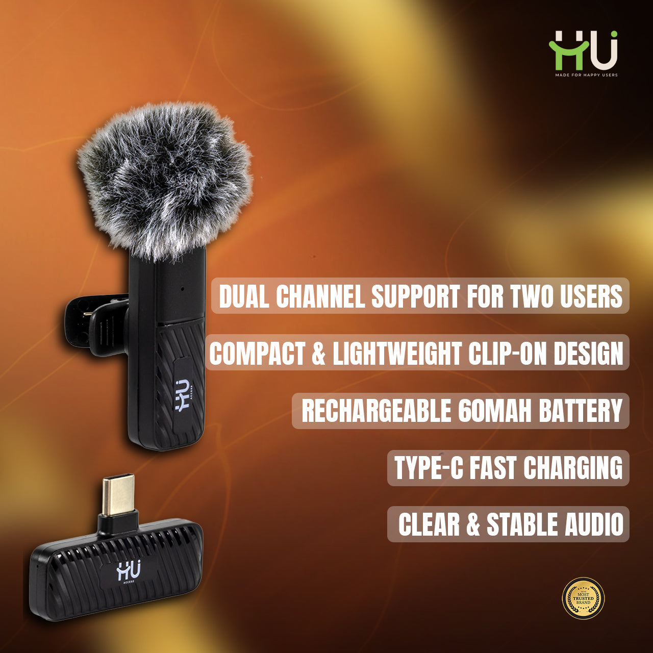 Wireless Lavalier Microphone 1-to-2