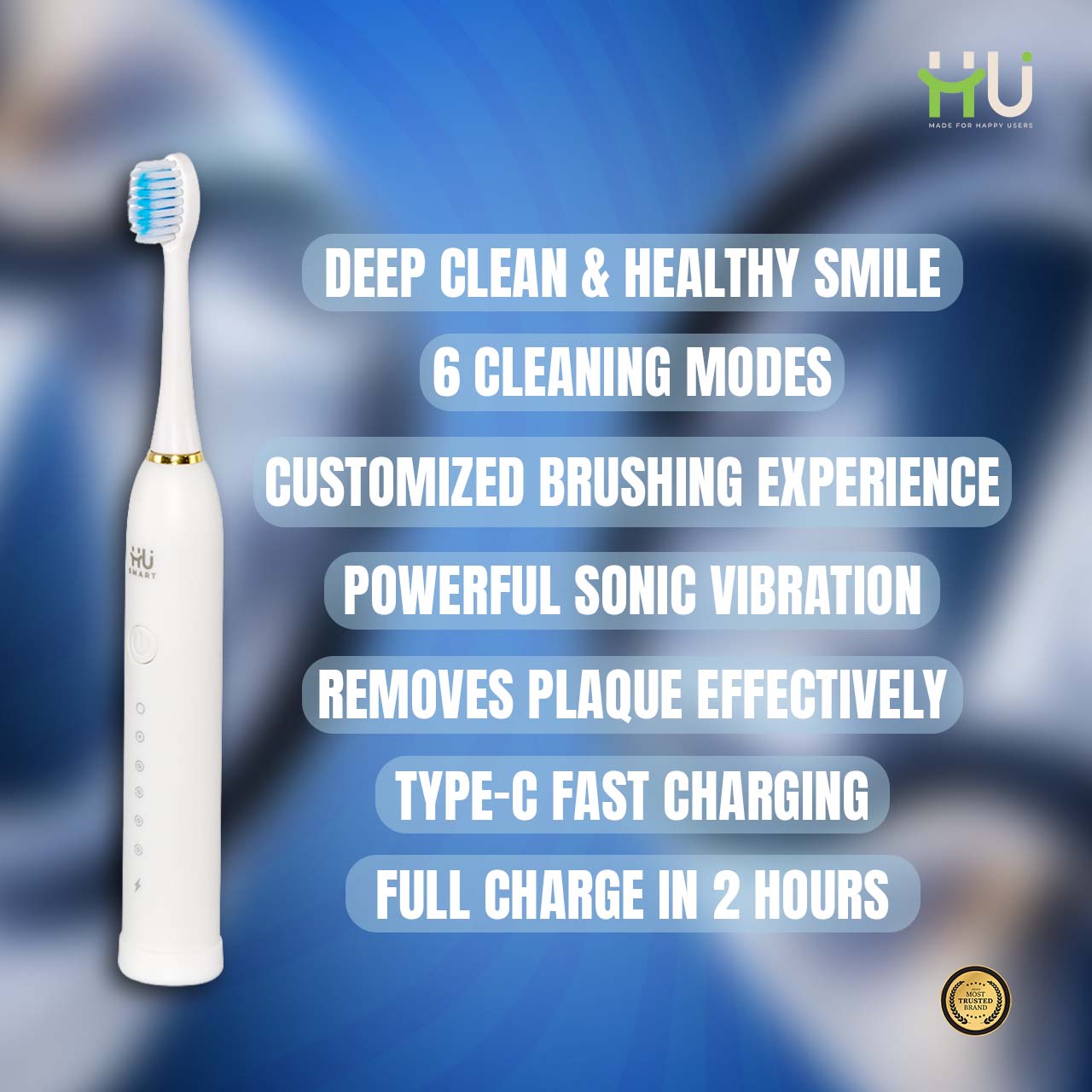 Sonic Electric Toothbrush (6 Cleaning Modes)-White