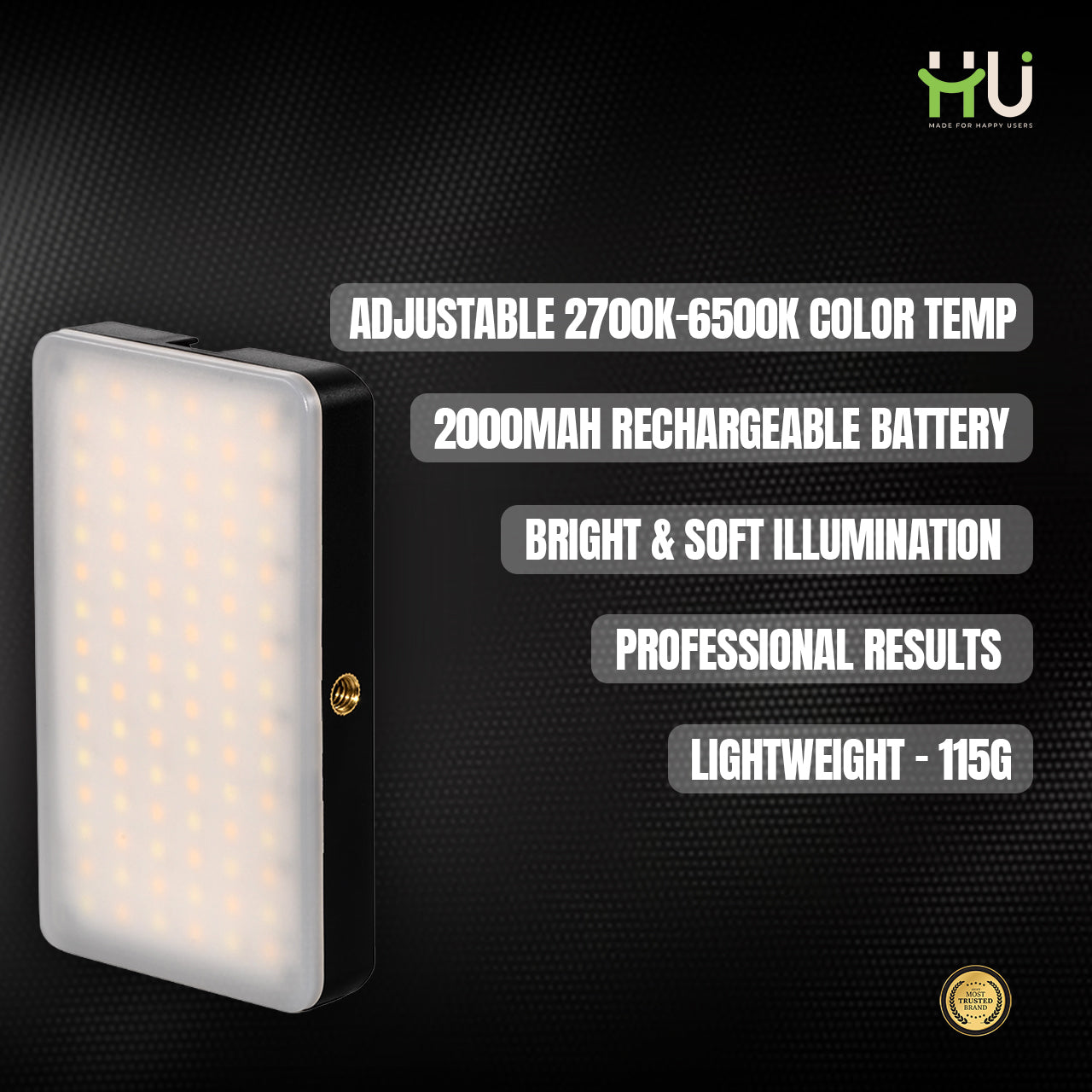 LED Camera Light 2000mAh Rechargeable
