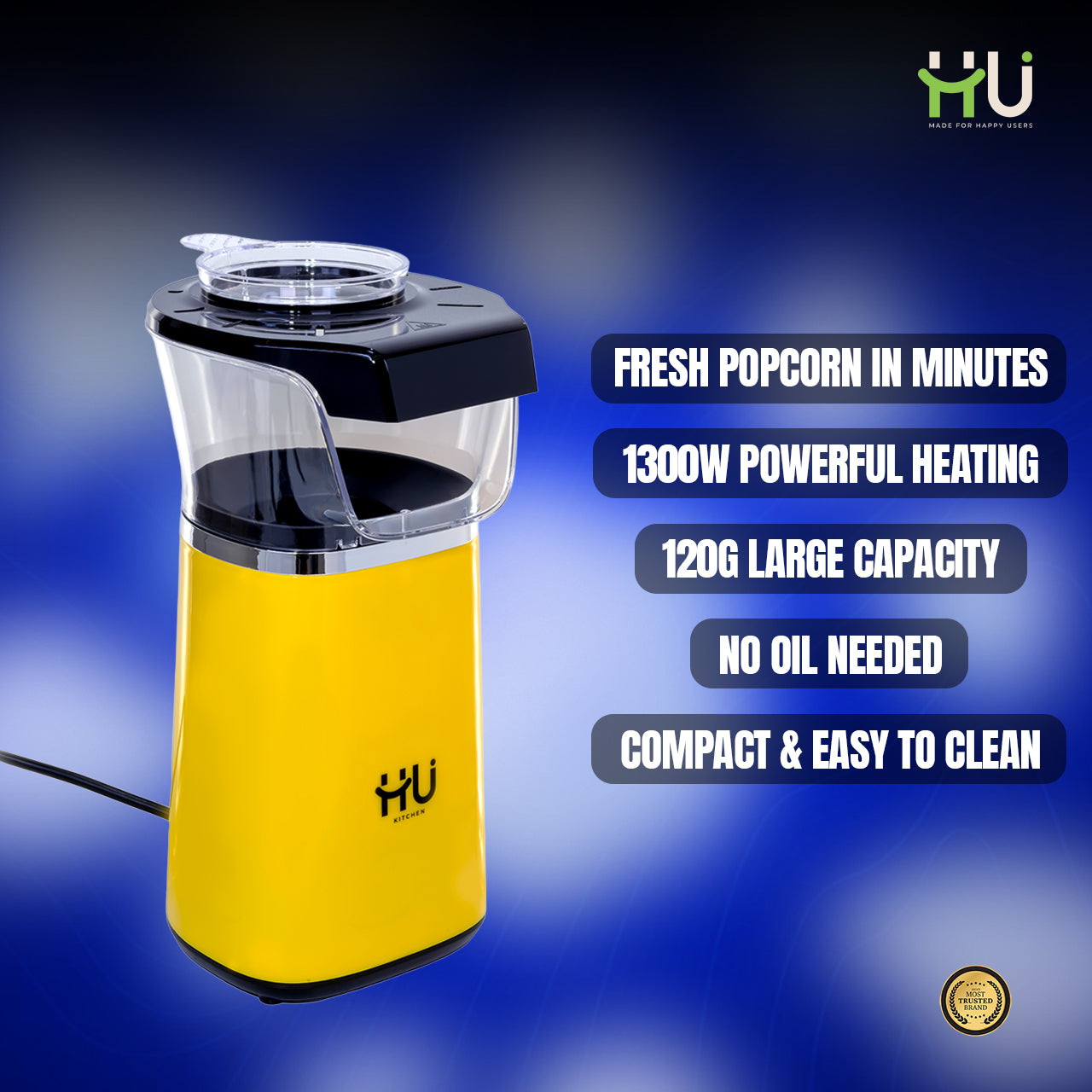 1300W Hot Air Popcorn Maker – 120g Oil Free