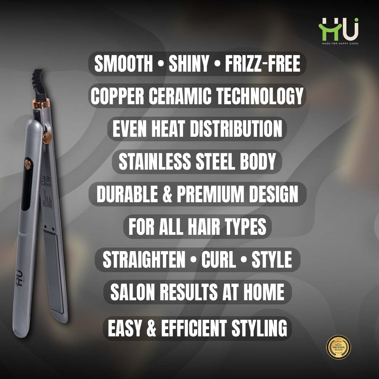 Copper Ceramic Professional Hair Straightener