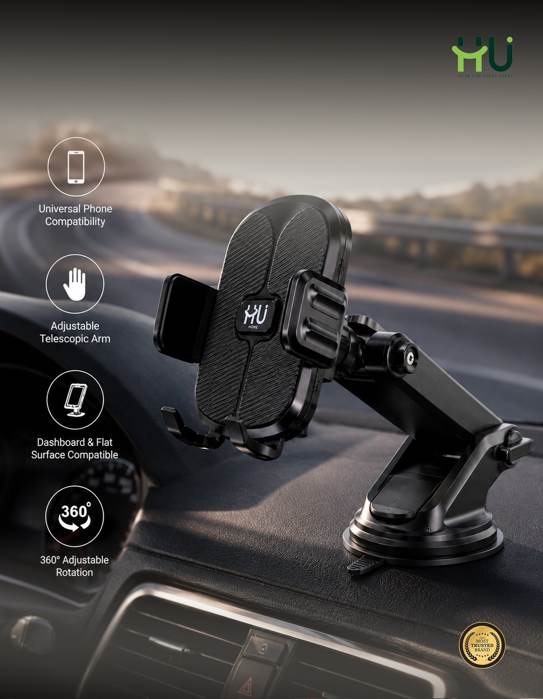 HU Suction Cup Car Phone Holder