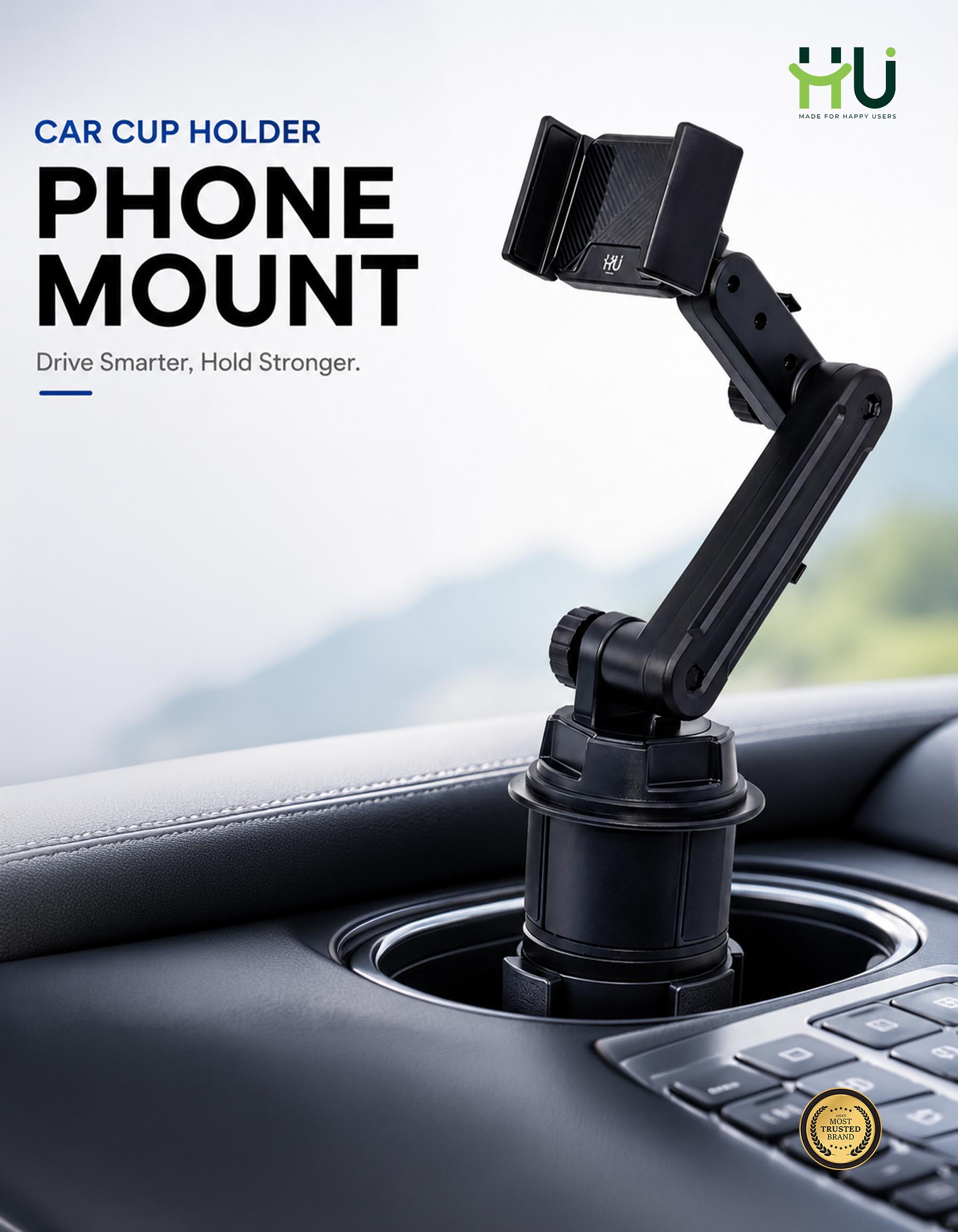 HU Car Cup Holder Phone Mount
