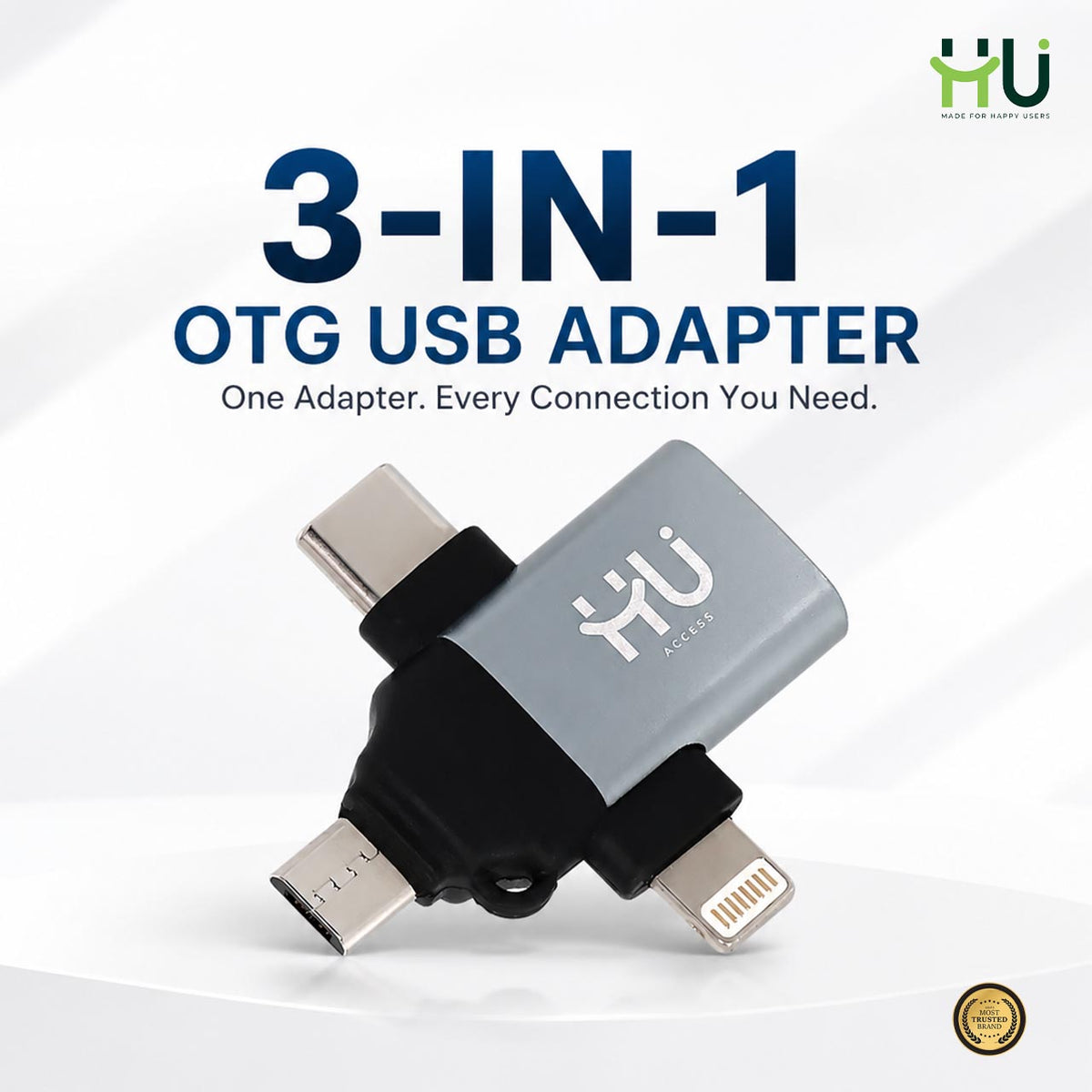 HU 3-in-1 OTG USB Adapter