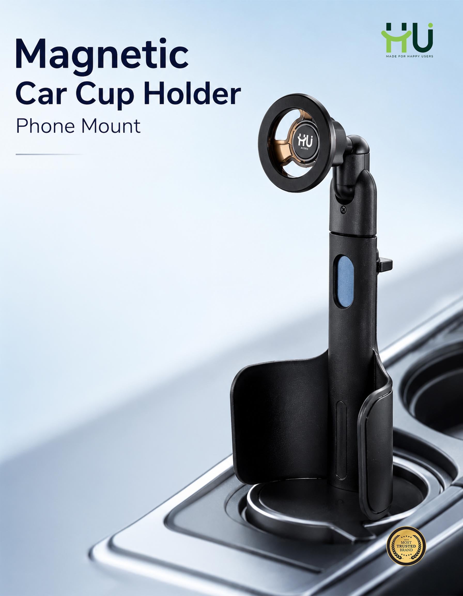 HU Magnetic Car Cup Holder Mount