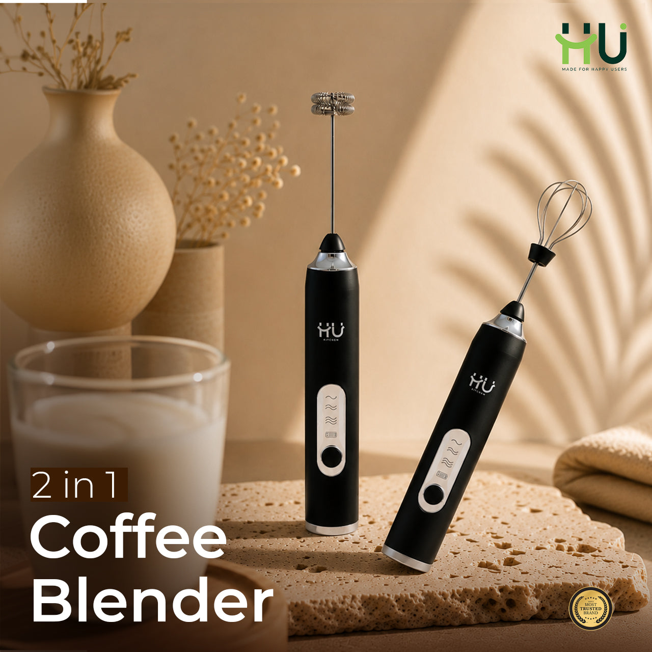 2-in-1 Rechargeable Coffee Frother 9000RPM 3 Speed Mixer