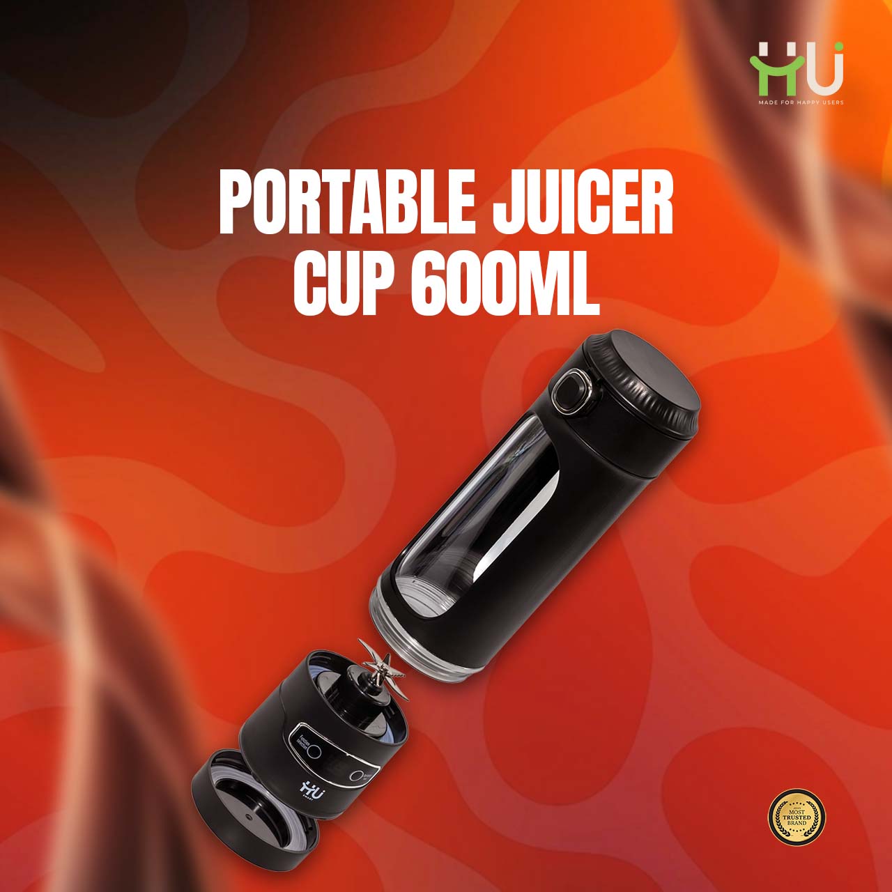 Rechargeable Portable Smoothie Blender(600ml)-Black