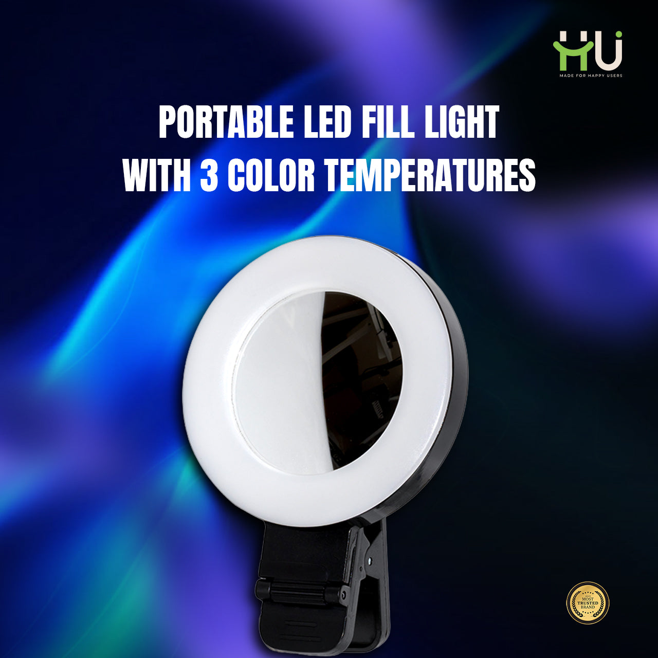 Portable LED Fill Light with 3 Color Temperatures & 180° Rotation