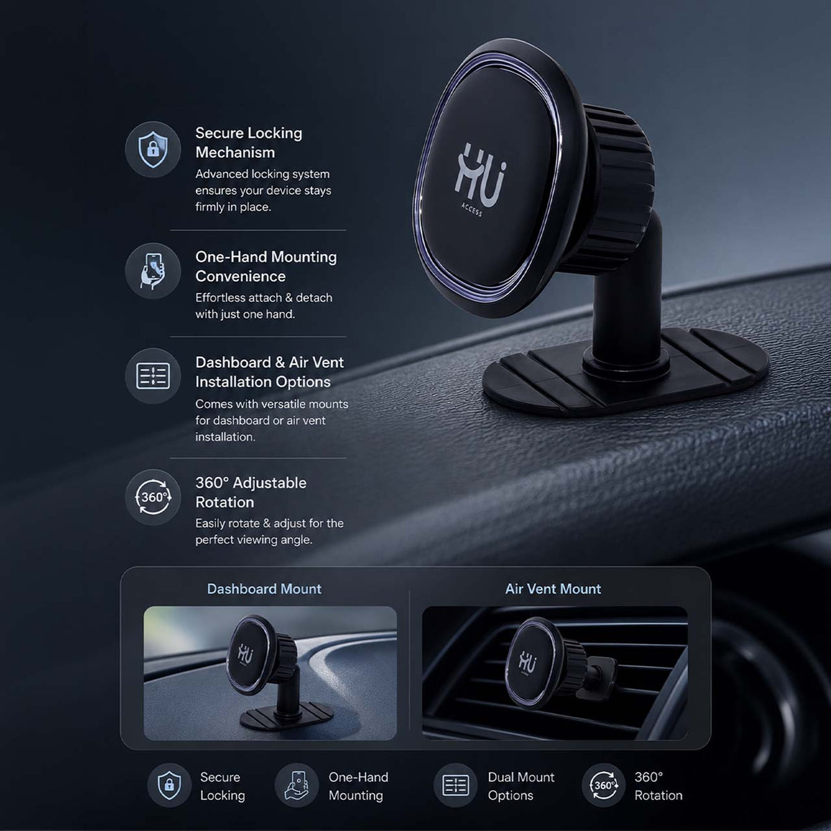 HU Magnetic Car Phone Holder