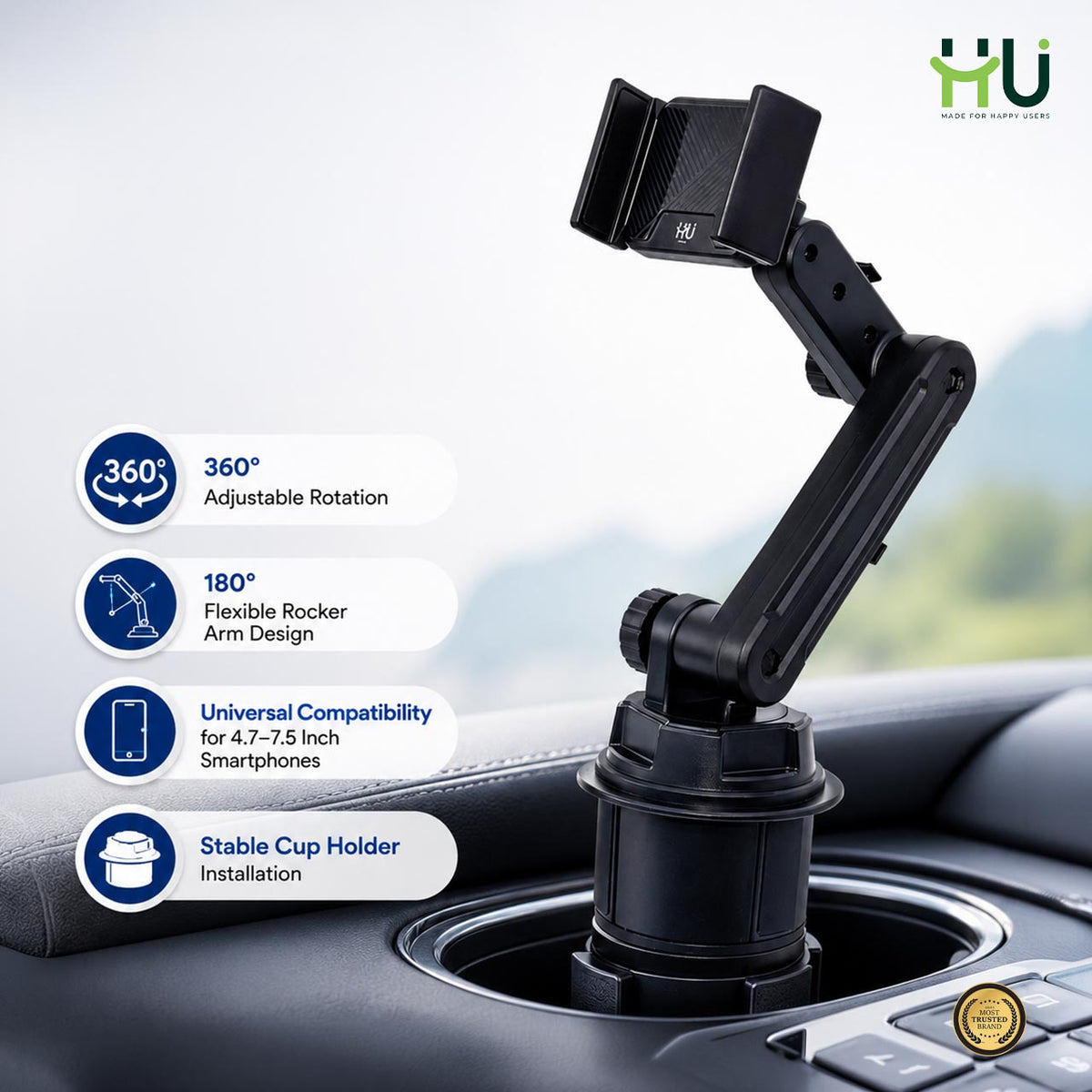 HU Car Cup Holder Phone Mount