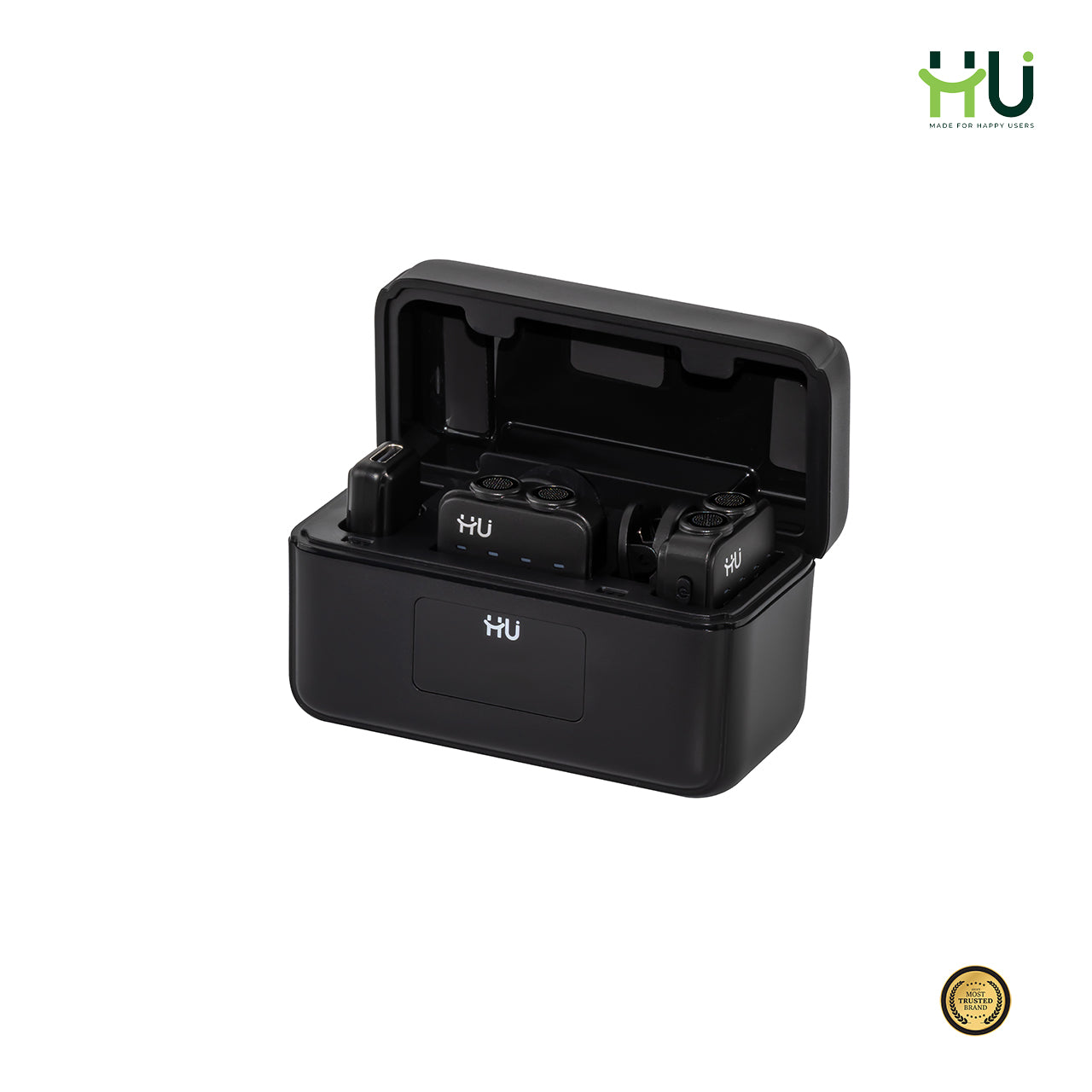 Wireless Lavalier Microphone 2-Pack with Charging Case