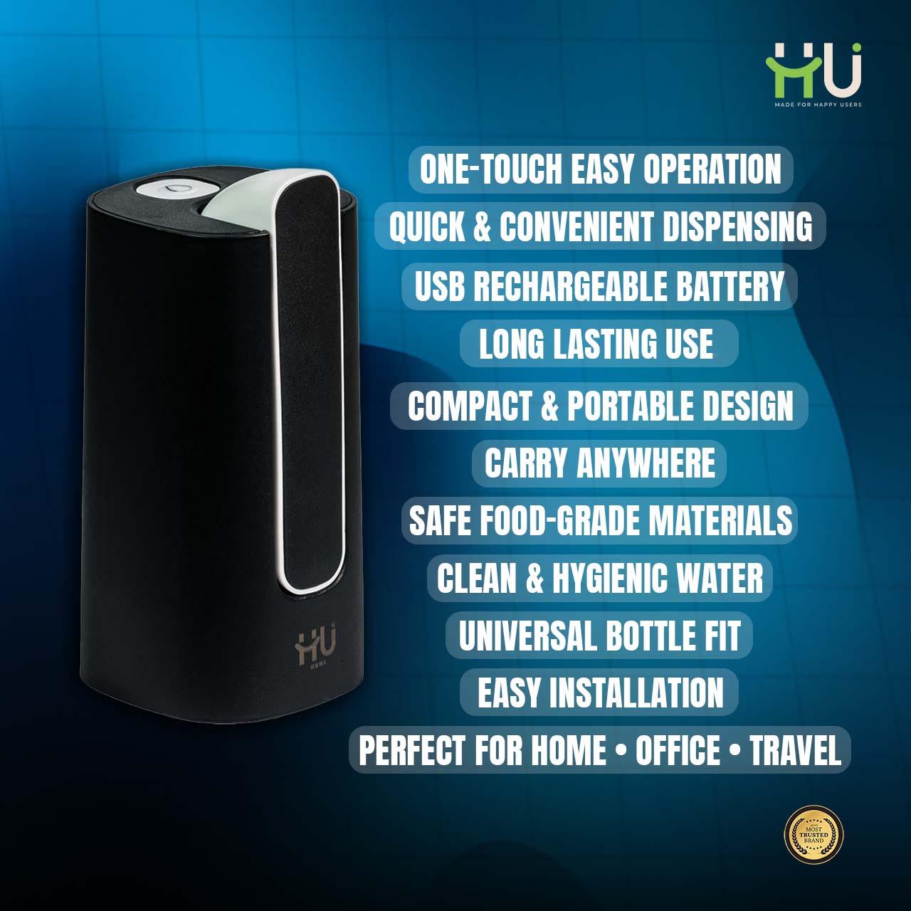 USB Rechargeable Water Dispenser Pump-Black