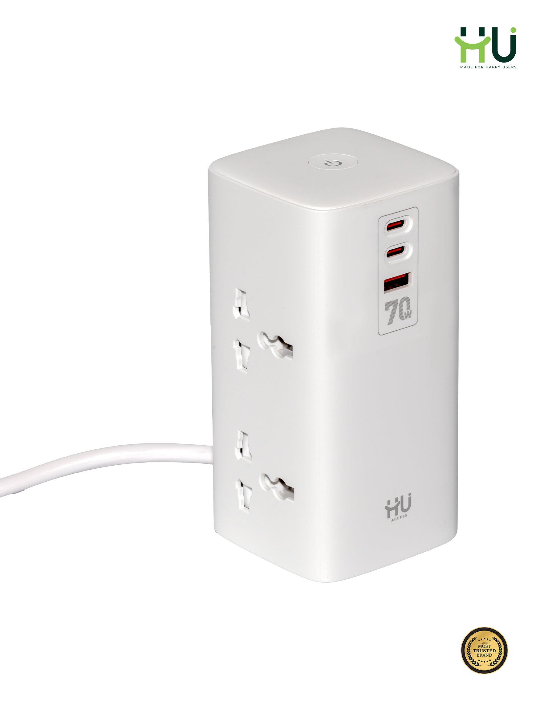 70W Tower Power Strip with Wireless Charging
